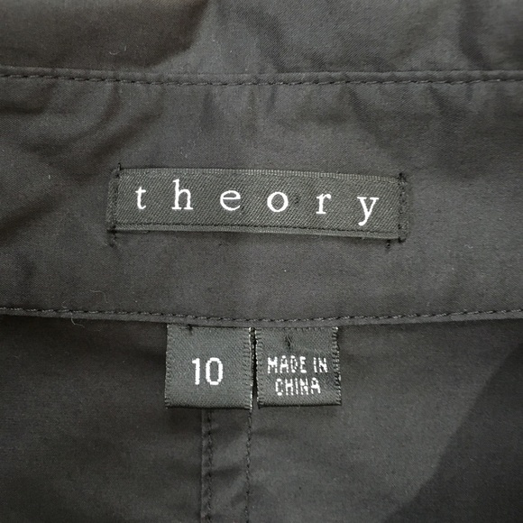 Theory black colorblock half button down long sleeve career shirt dress size 10 - Picture 7 of 16